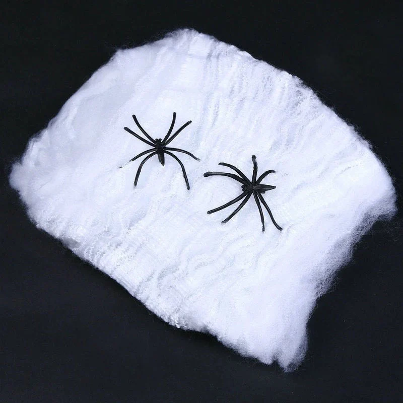 Dekorative Halloween Spinnennetz mit Kunstspinnen