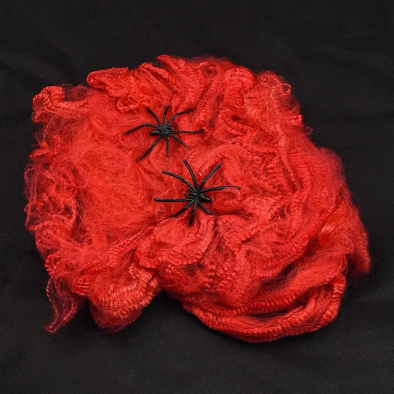 Dekorative Halloween Spinnennetz mit Kunstspinnen