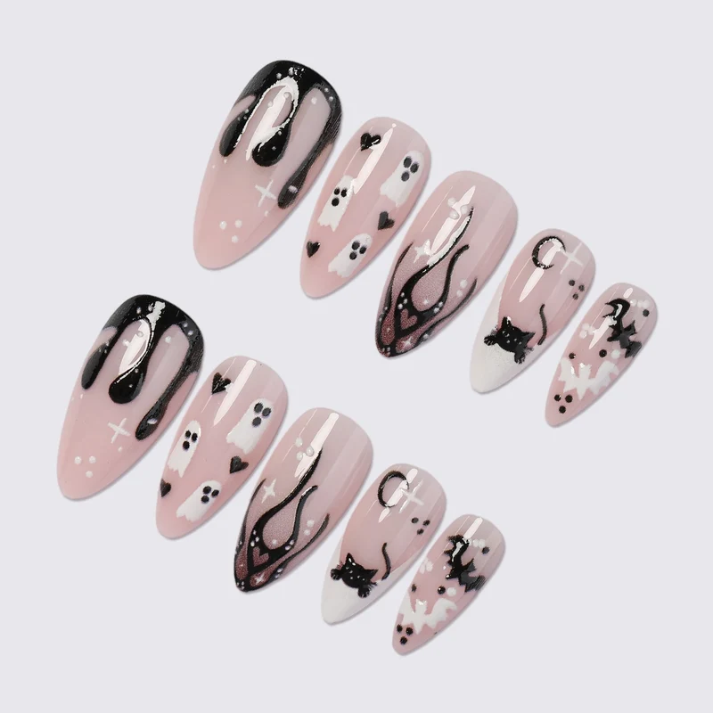 Kreatives Kunstnagelset mit schaurigen Spinnen- und Gespenstermotiven Brehn