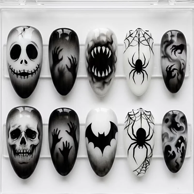 Kreatives Kunstnagelset mit gruseligen Motiven Brehn