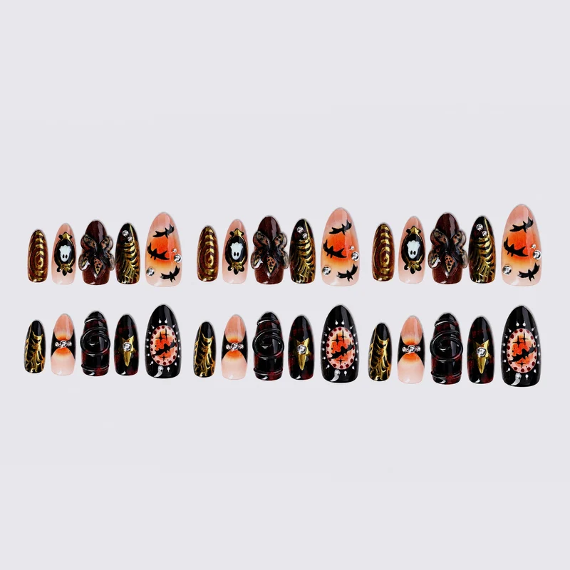 Kreatives Kunstnagelset mit gruseligen Halloween-Motiven Brehn