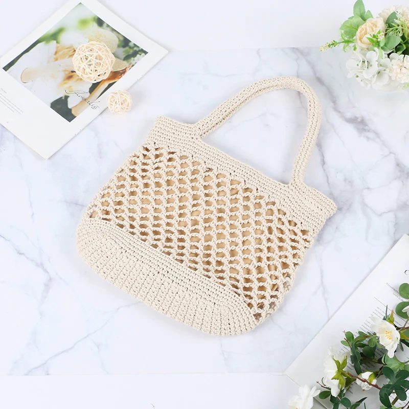 Handgeknüpfte Tote Bag mit modernem Netzdesign Skanto