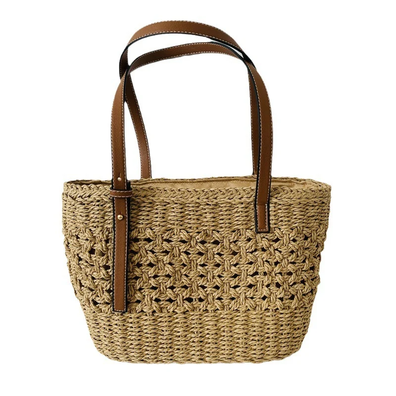 Handgefertigte Strandtasche mit hochwertigen Ledergriffen Skanto