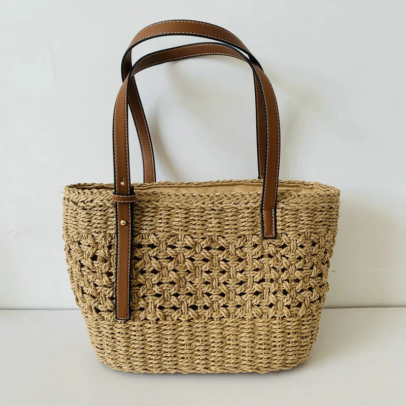 Handgefertigte Strandtasche mit hochwertigen Ledergriffen Skanto