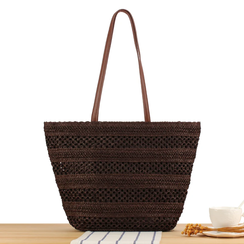 Elegante Stroh-Strandtasche mit hochwertigem Kunstledergriff Skanto