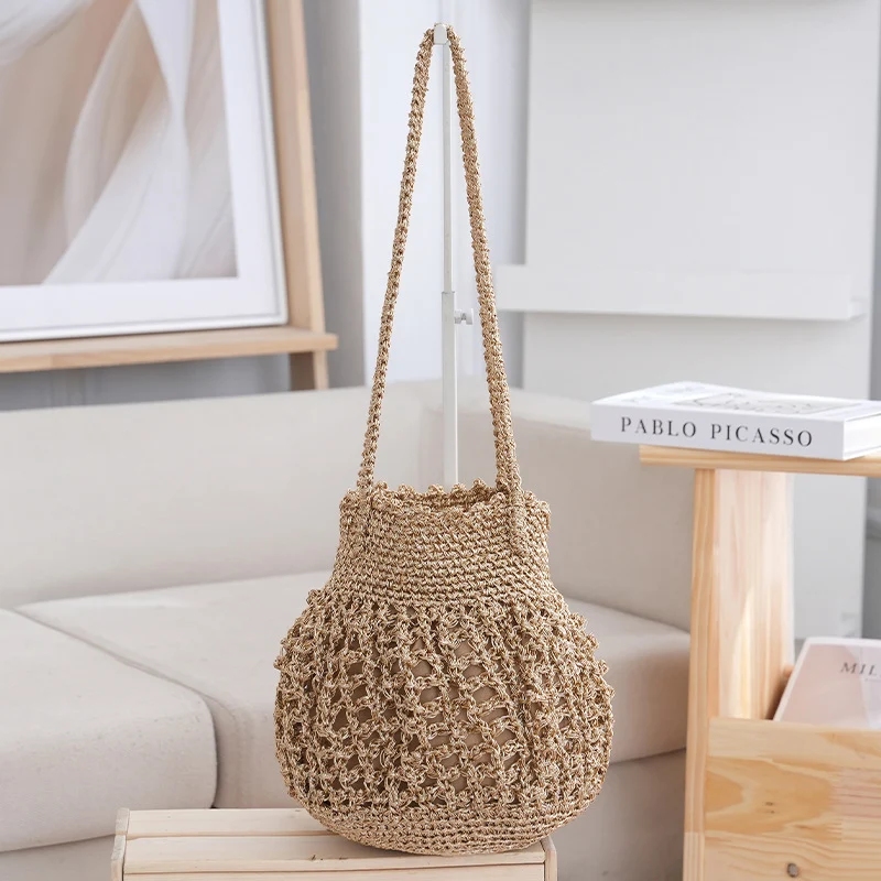 Handgefertigte Makramee-Tasche mit offener Struktur Skanto
