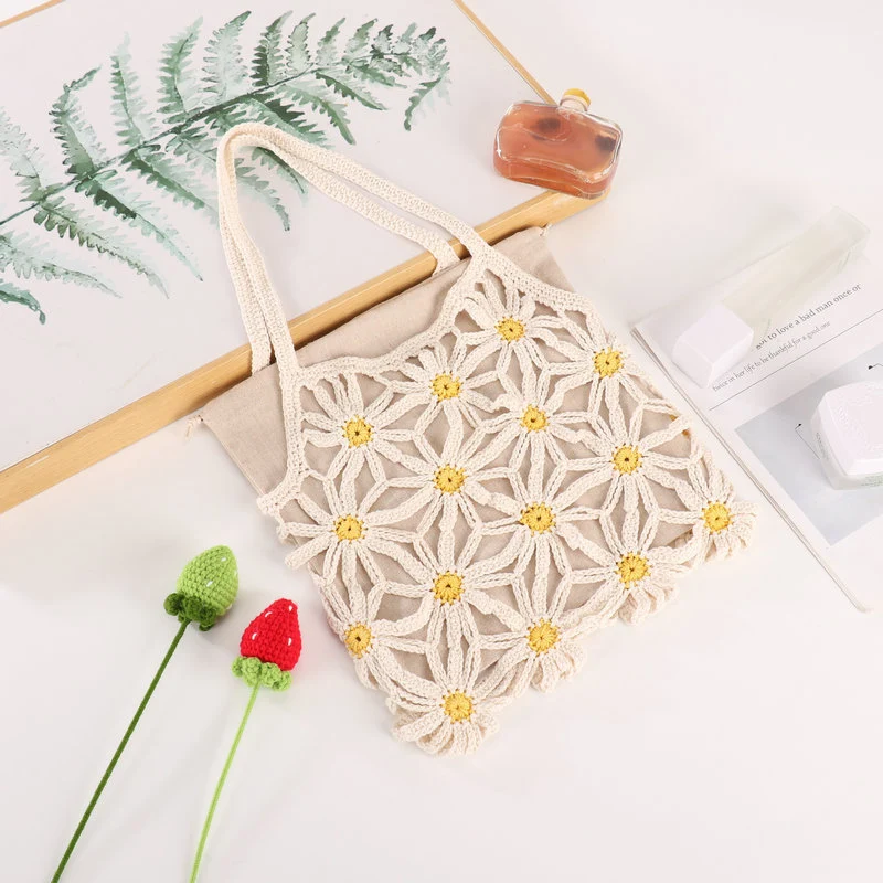 Handgefertigte, floral verzierte Einkaufstasche Skanto