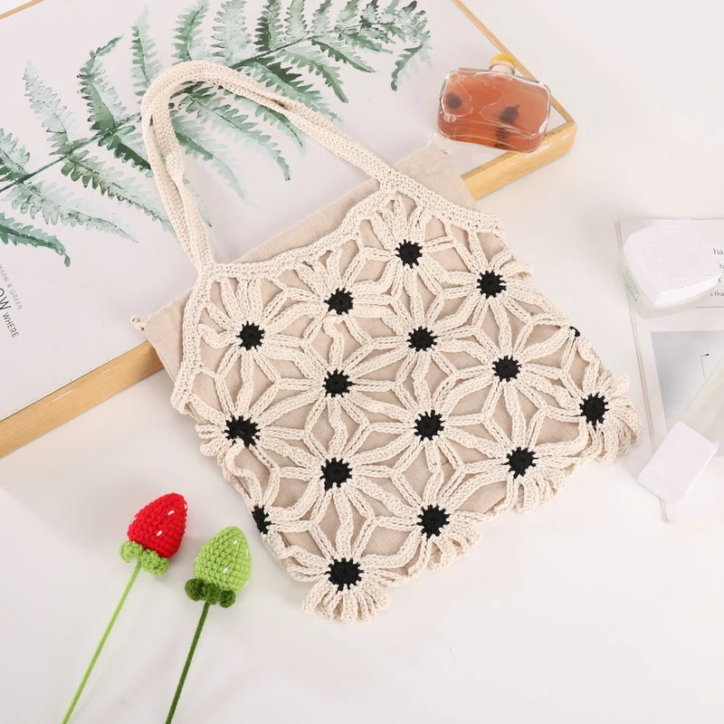 Handgefertigte, floral verzierte Einkaufstasche Skanto