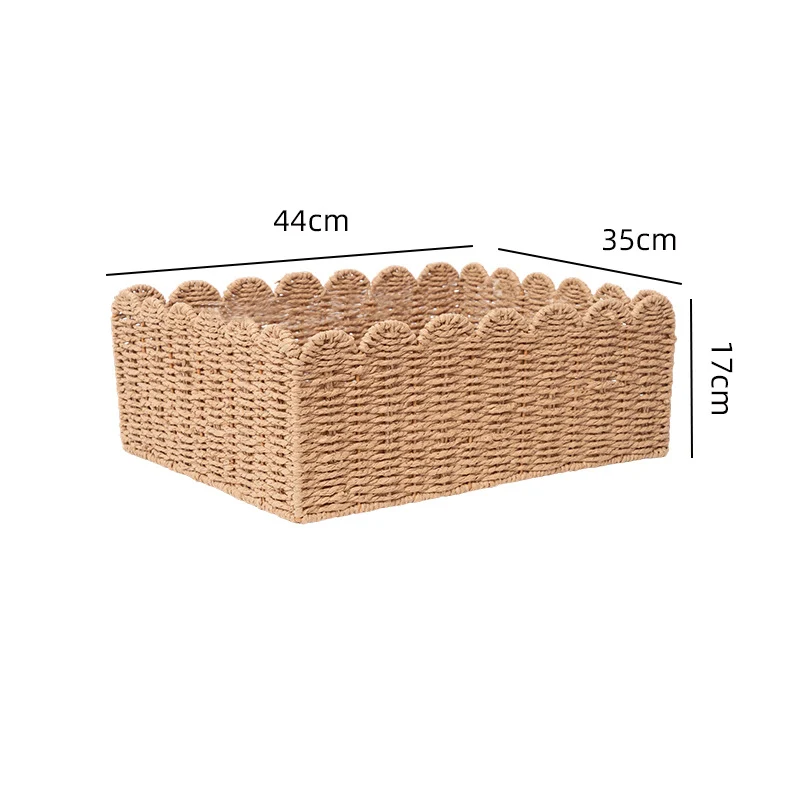 Woven Storage Basket with Decorative Scalloped Edge Karnz