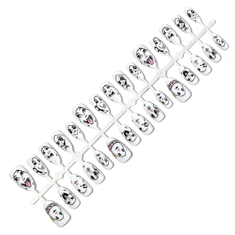 Kreatives Kunstnagelset mit Gesichtsmotiven Brehn