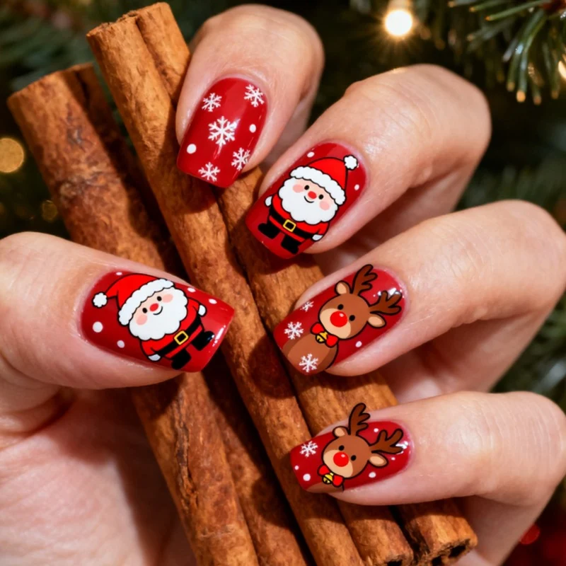 Kreatives Kunstnagelset mit festlichem Weihnachtsdesign Brehn