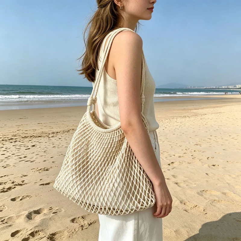Mesh-Strandtasche mit verstellbarem Kordelzug Skanto