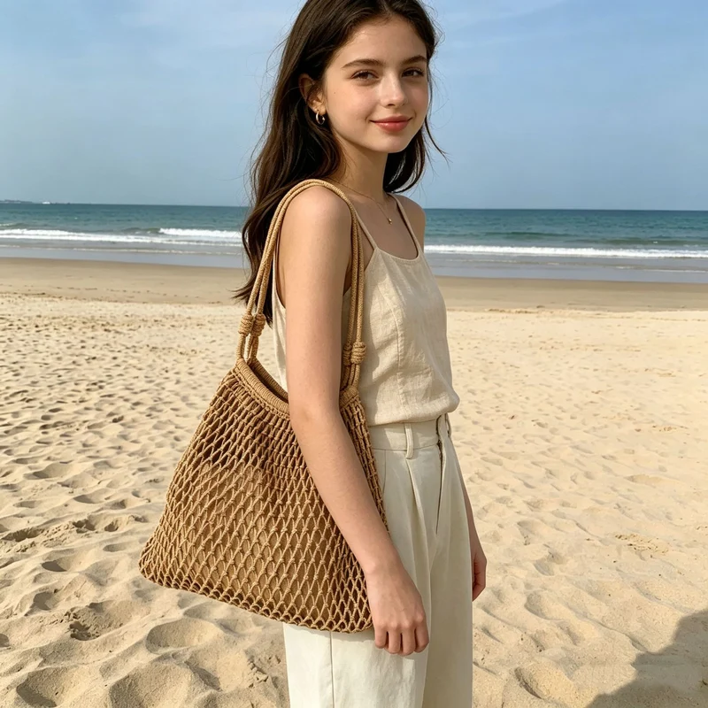 Mesh-Strandtasche mit verstellbarem Kordelzug Skanto