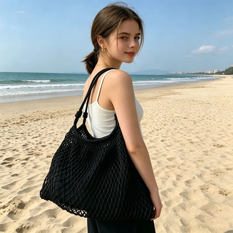 Mesh-Strandtasche mit verstellbarem Kordelzug Skanto