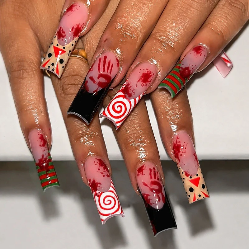 Kreatives Halloween Kunstnagelset mit skurrilen Motiven Brehn