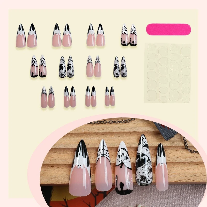 Kreatives Halloween Kunstnagelset mit Gespenster- und Spinnenmotiven Brehn