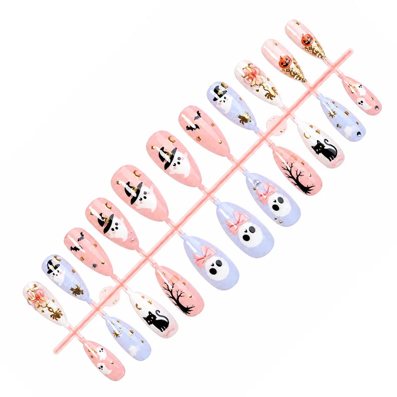 Kreatives Halloween Kunstnagelset mit bunten Motiven Brehn