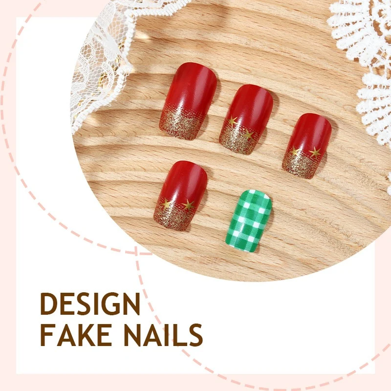 Festliches Kunstnagelset mit Glitzer- und Weihnachtsmotiven Brehn