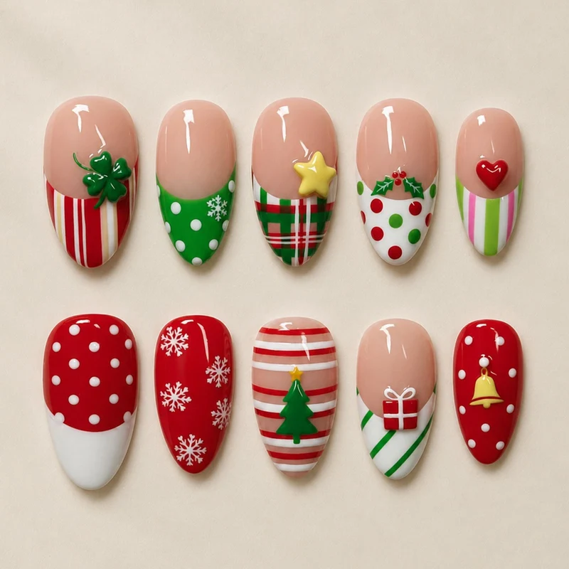 Festliche Kunstnägel mit Weihnachtsmotiven Brehn