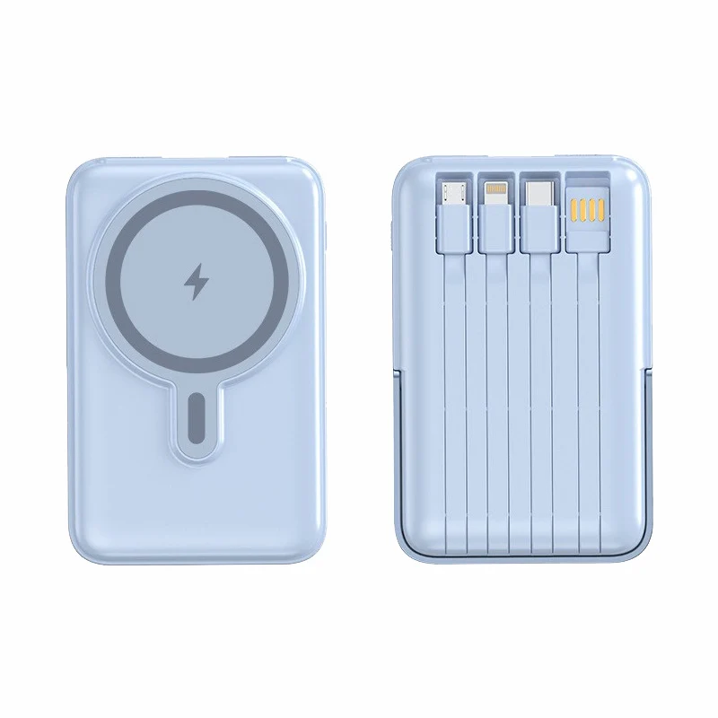 Tragbare Powerbank mit integriertem Kabelstauraum von Skanto