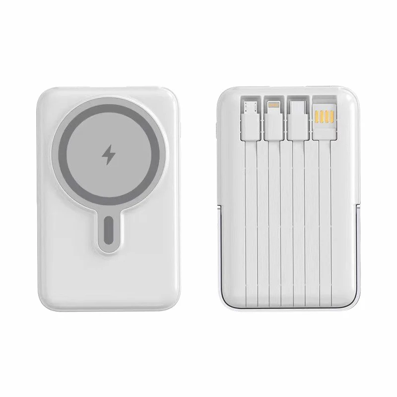 Tragbare Powerbank mit integriertem Kabelstauraum von Skanto