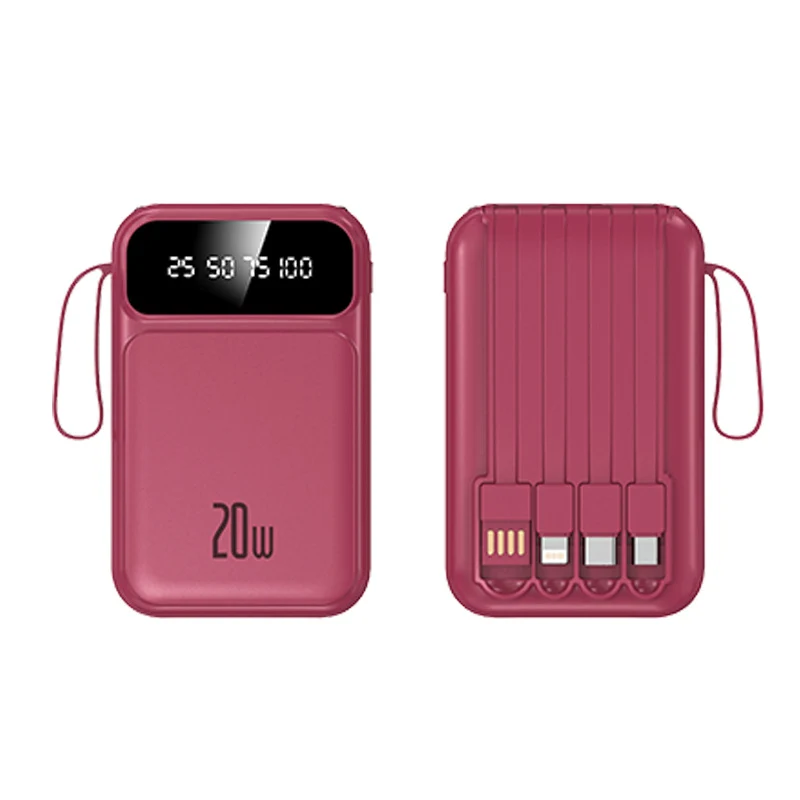 Powerbank mit integrierten Kabeln und LED-Anzeige Skanto