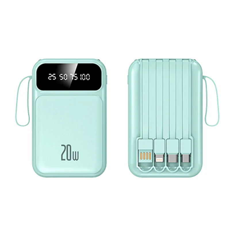 Powerbank mit integrierten Kabeln und LED-Anzeige Skanto