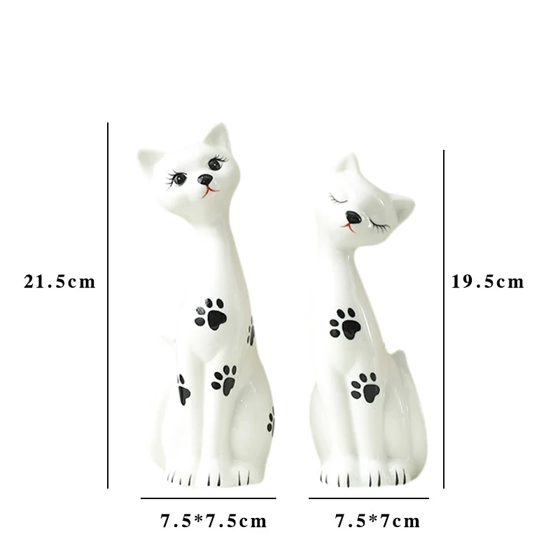 Verspieltes Keramikkatzenfiguren-Set Brehn