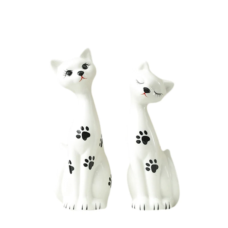 Verspieltes Keramikkatzenfiguren-Set Brehn