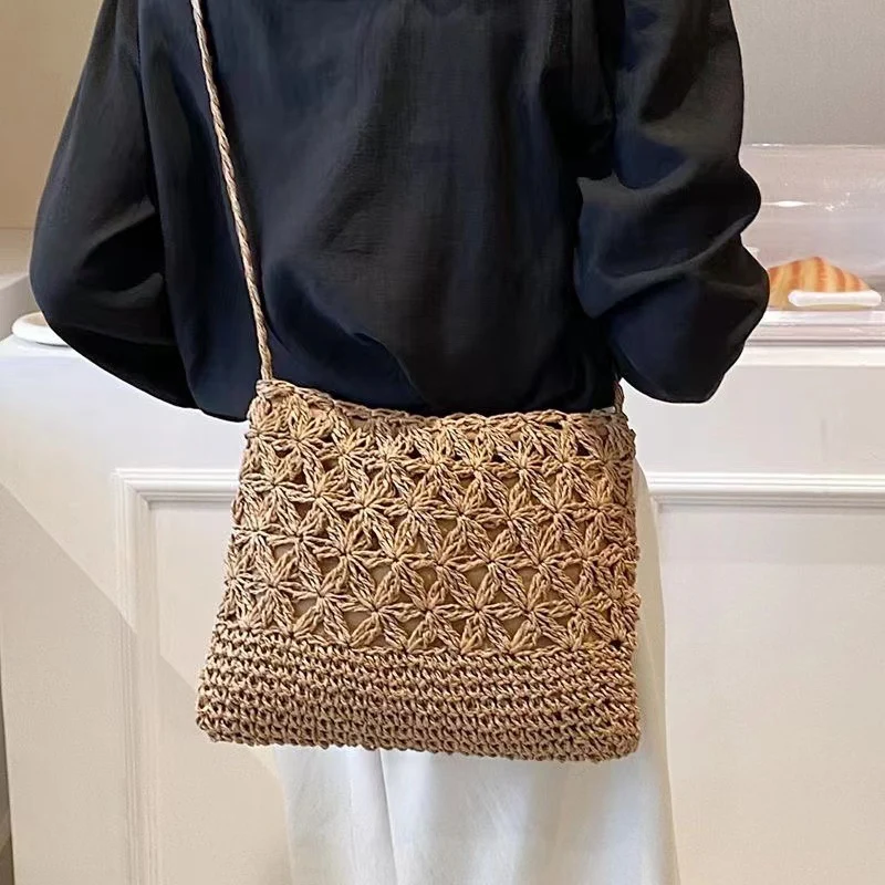 Makramee-Umhängetasche mit Blumenmuster Skanto