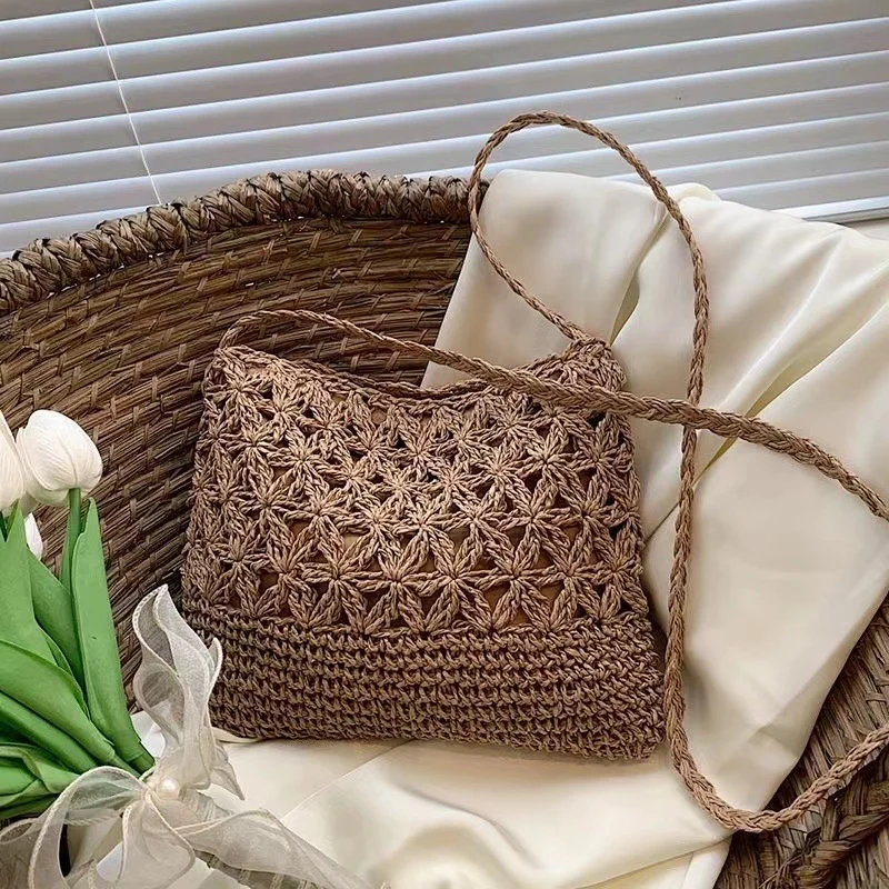 Makramee-Umhängetasche mit Blumenmuster Skanto