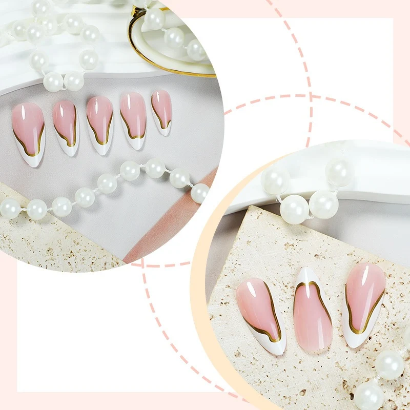 Elegantes Kunstnagelset mit Goldakzenten Brehn