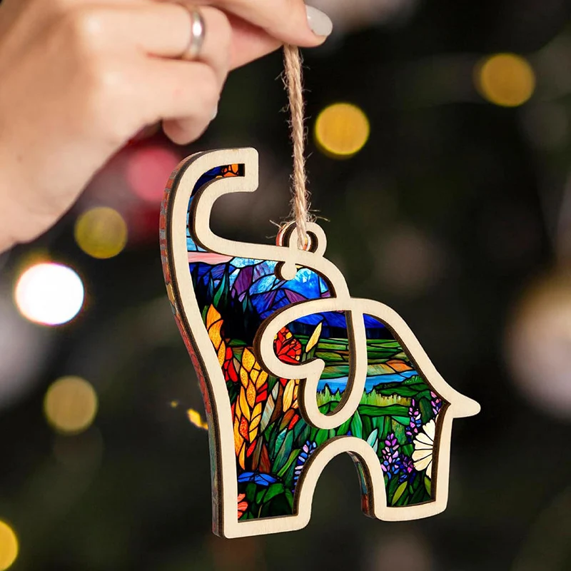 Künstlerisches Holz-Elefant Ornament