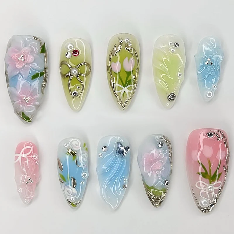 Blumige Kunstnagel-Set Brehn
