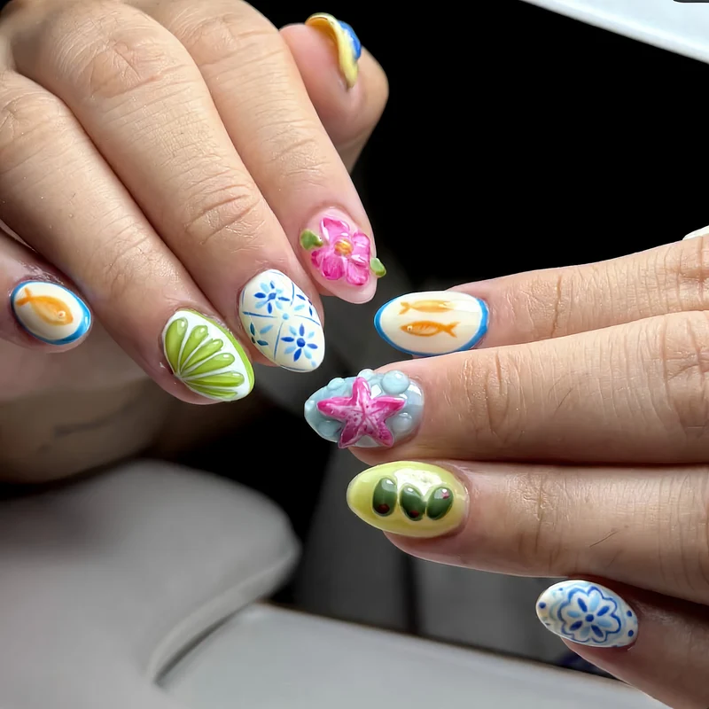 Ozean-inspiriertes Nagelkunst-Set