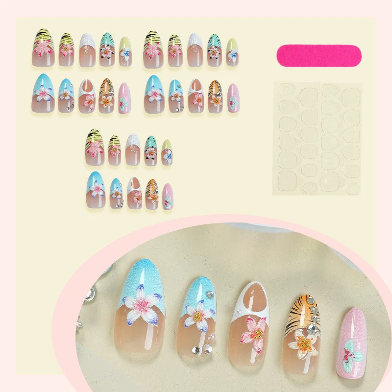 Tropisch inspiriertes dekoratives Press-On-Nagelkunst-Set