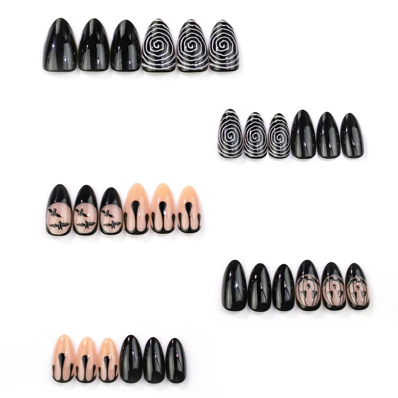 Themen Press-On Nagelkunst Set mit Halloween-Motiven