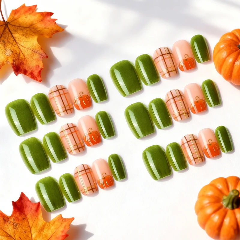 Saisonales Kürbis Nagelkunst Set