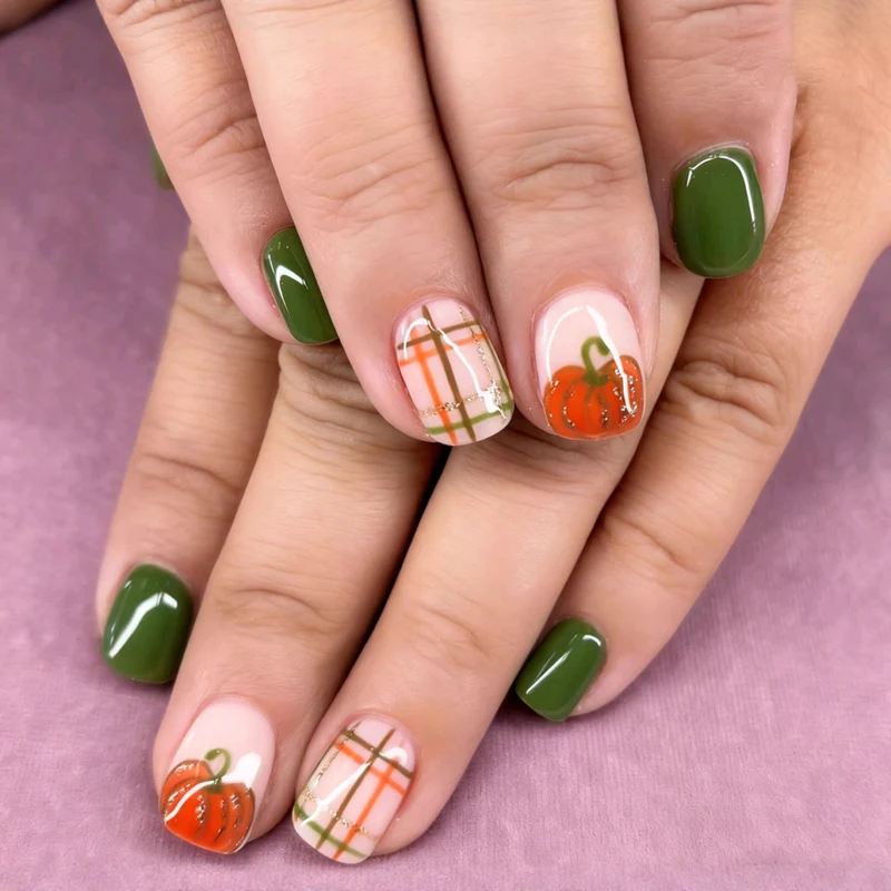 Saisonales Kürbis Nagelkunst Set
