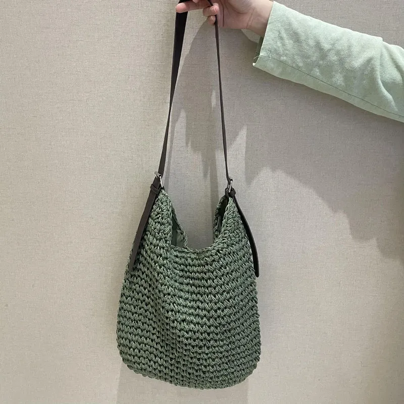 Geflochtene Umhängetasche mit elegantem Lederriemen Skanto