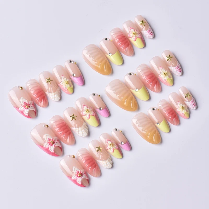 Meer-inspirierte Luxus-Press-On-Nagelkunst