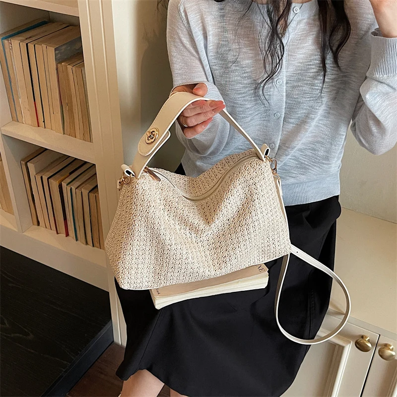 Elegante Strohtasche mit abnehmbarem Schultergurt Skanto