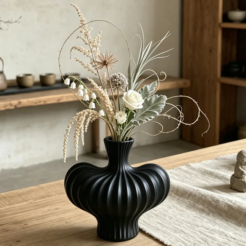 Skulptierte gerippte dekorative Vase Brehn
