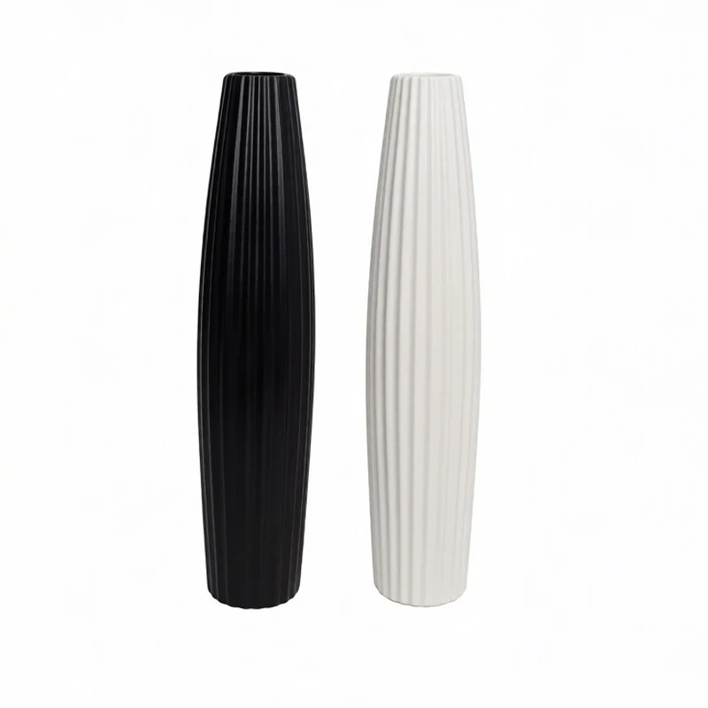 Elegante gerippte keramische Bodenvase Brehn