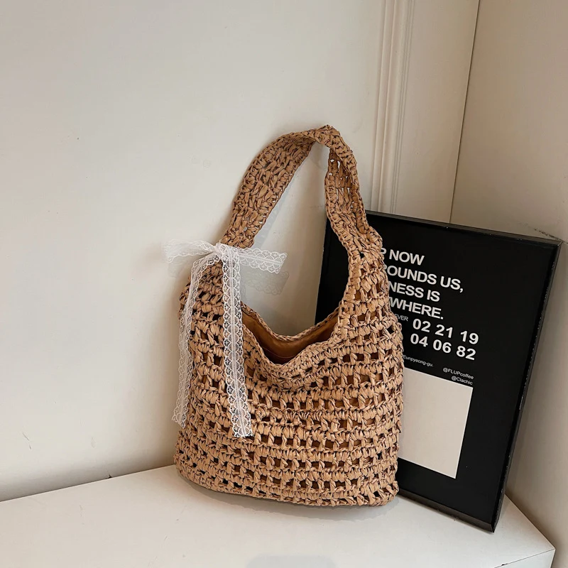 Handgemachte Strandtasche mit Spitze Skanto