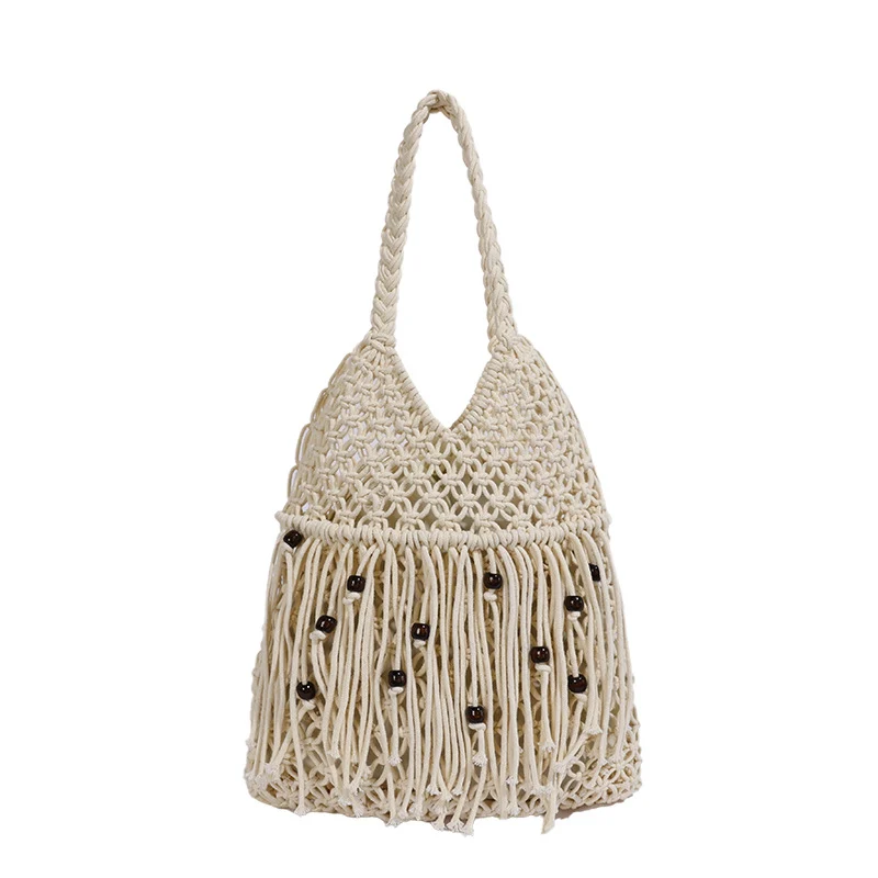 Handgemachte Makramee-Tasche mit Quasten Skanto