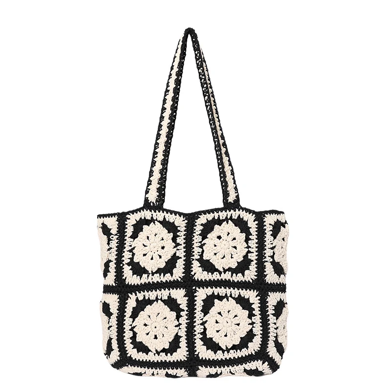 Handgemachte gehäkelte Tasche mit geometrischen Mustern Skanto