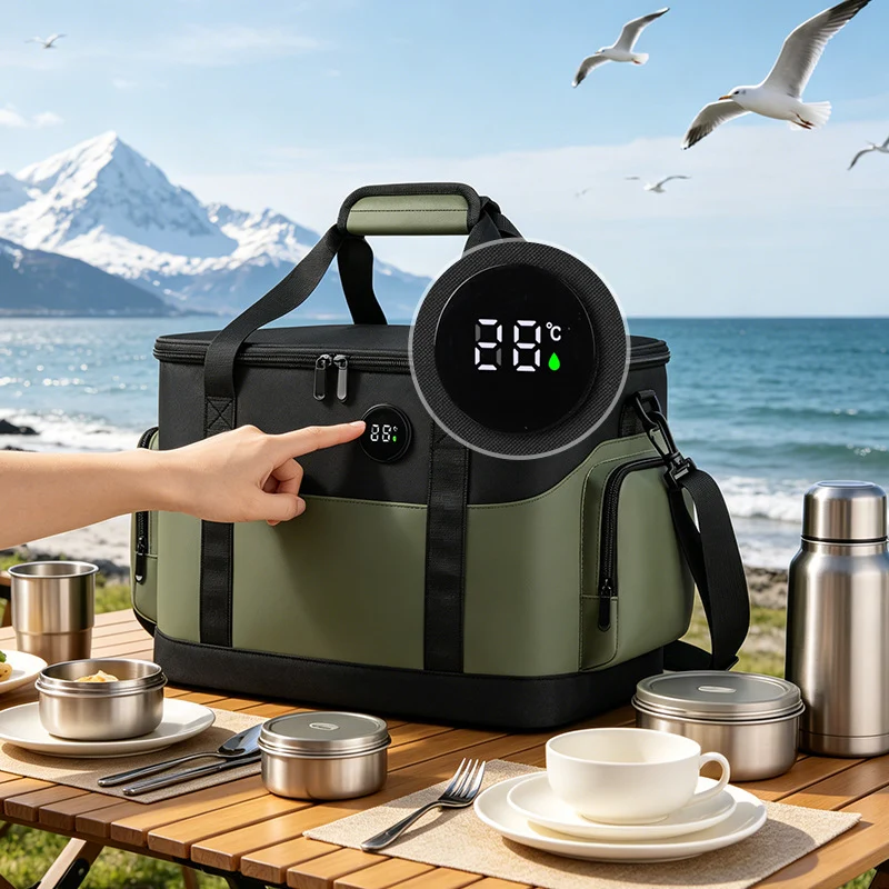 Isolierte Lunch-Kühltasche mit Seitentaschen und verstellbarem Schulterriemen Brehn