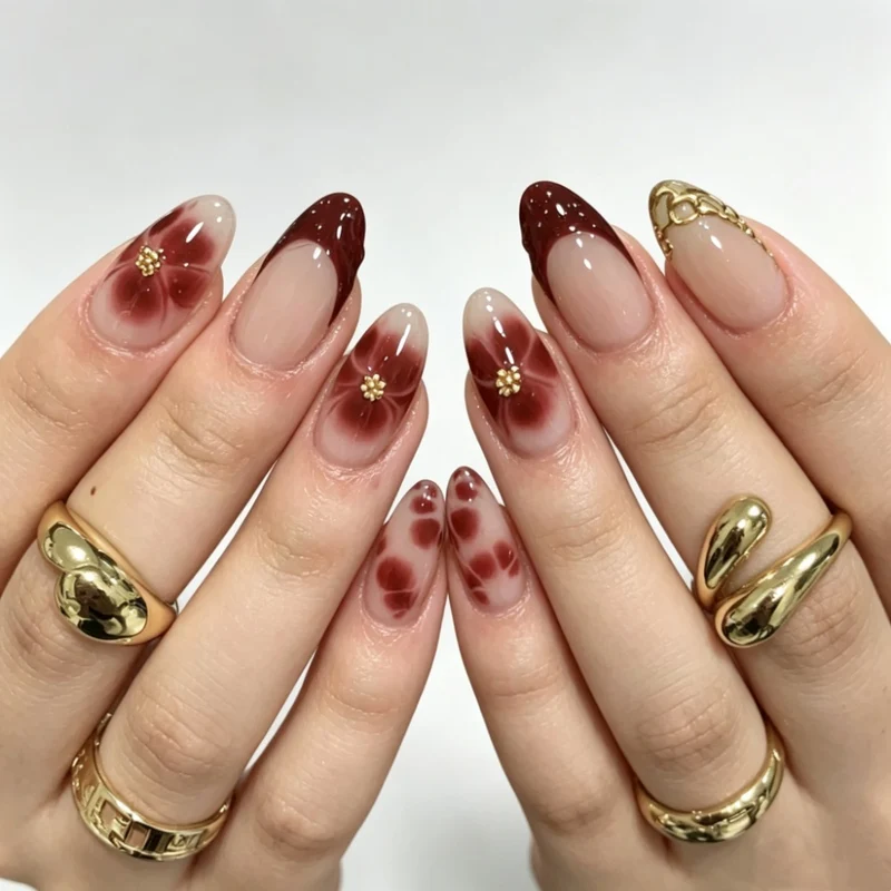 Künstlerische florale Gel-Nagelkunst