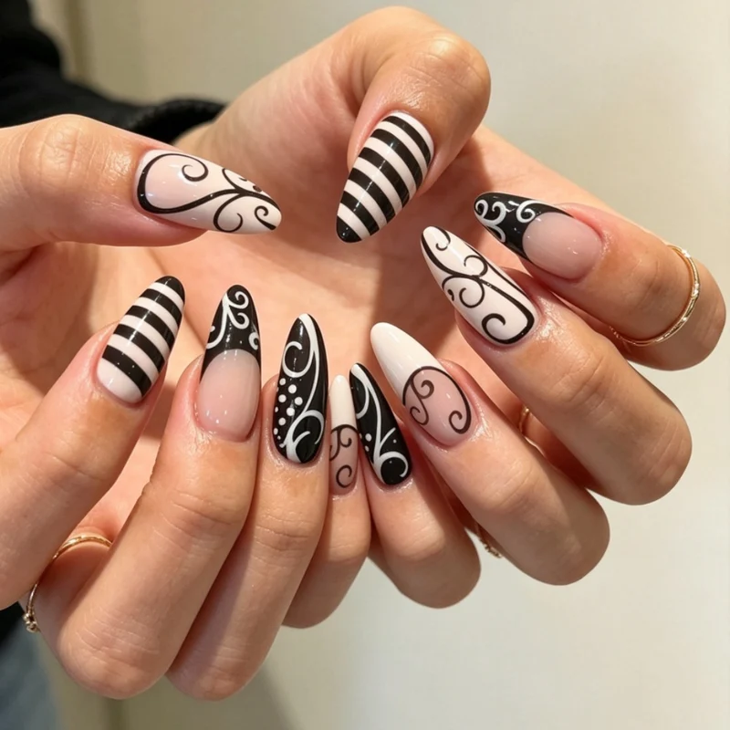 Künstlerische abstrakte Nagelverzierungen